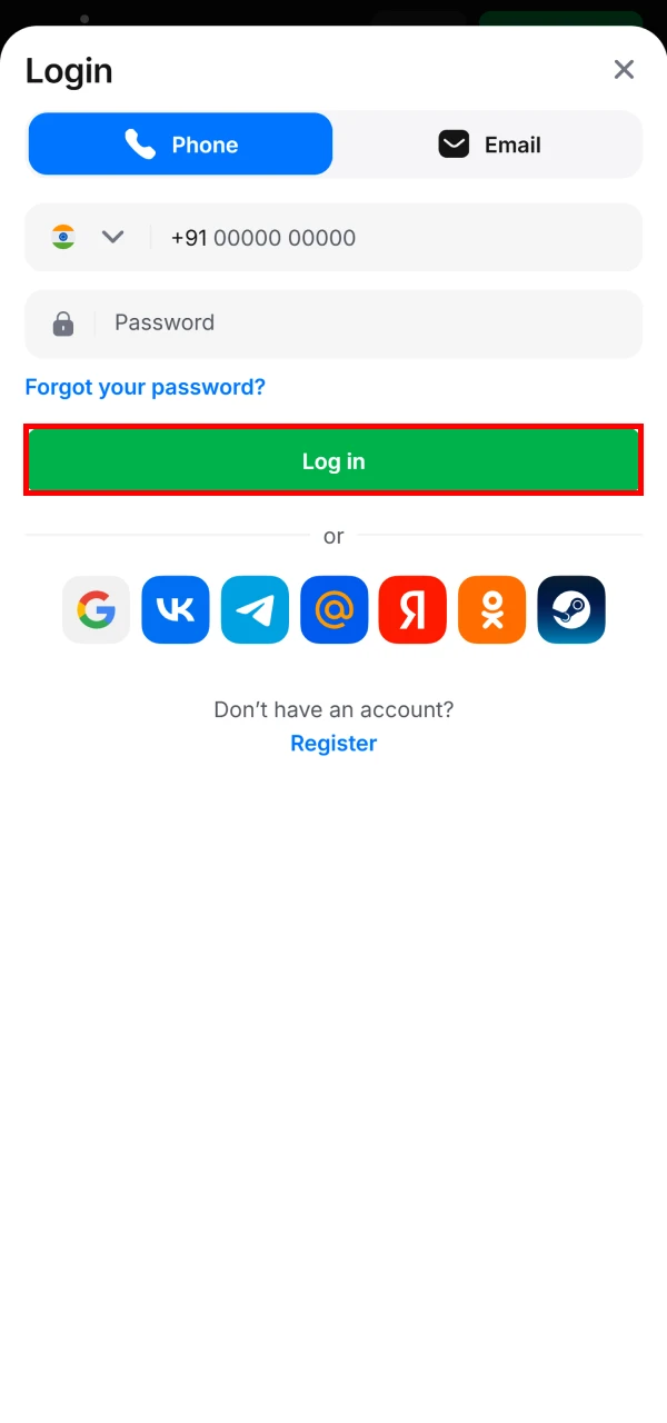 Log in to your personal account to play Live Casino at 1win.